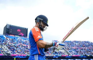 Virat Kohli of India walks out to bat during the ICC Men's T20 Cricket World Cup