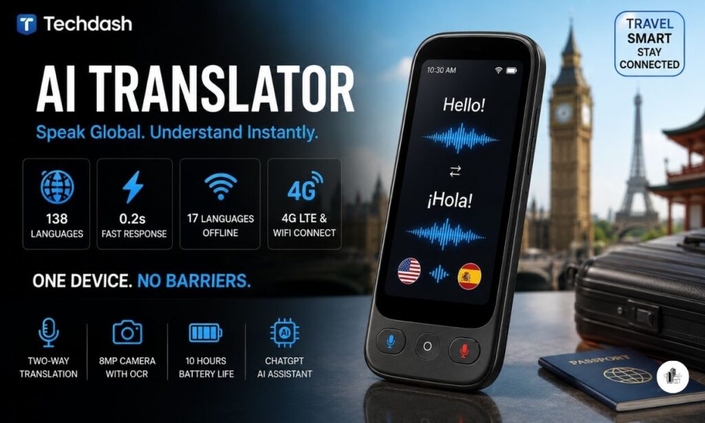 Techdash AI Translator Device Black In-Depth