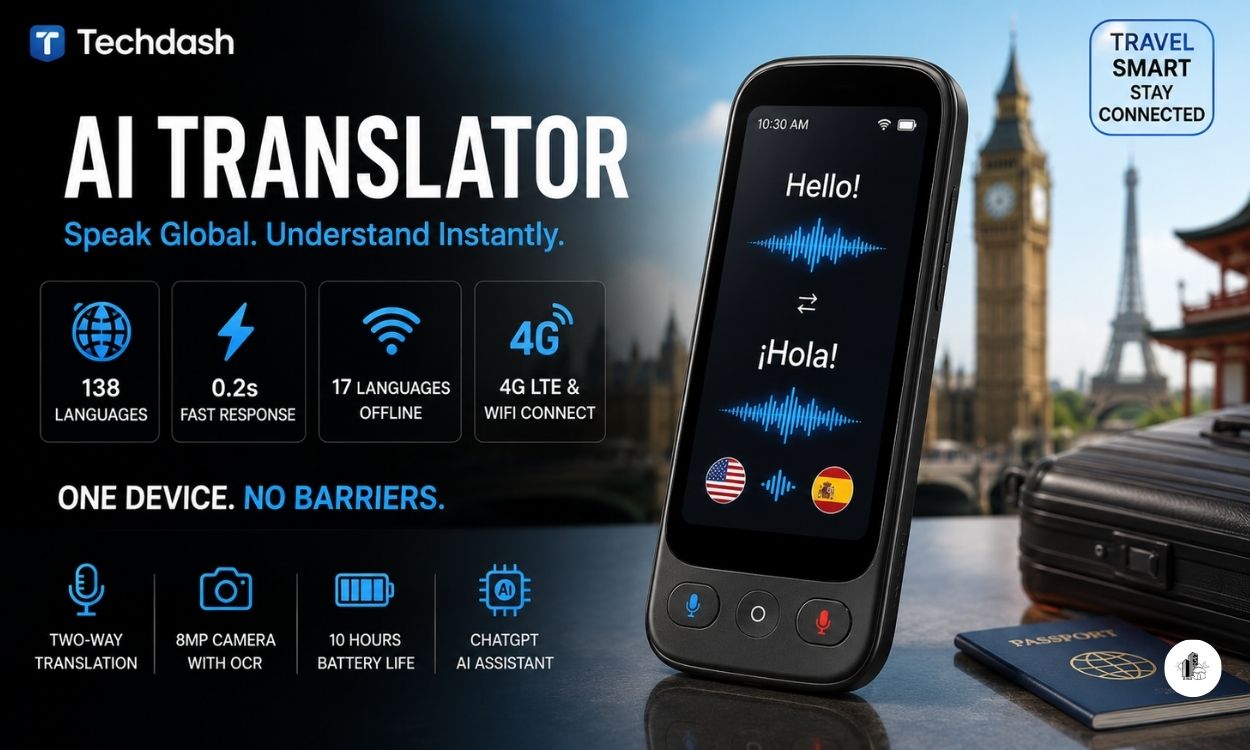 Techdash AI Translator Device Black In-Depth