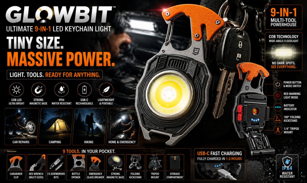 Glowbit 9-in-1 LED Keychain COB Light